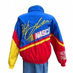 Vintage 90s NASCAR Jeff Gordon DuPont Motor Sports Racing Zip Up Puffer Jacket